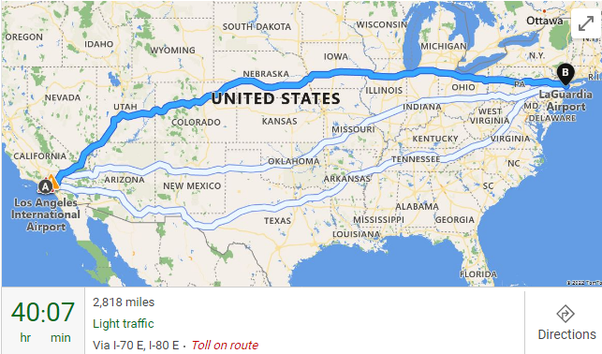 distance from new york to los angeles