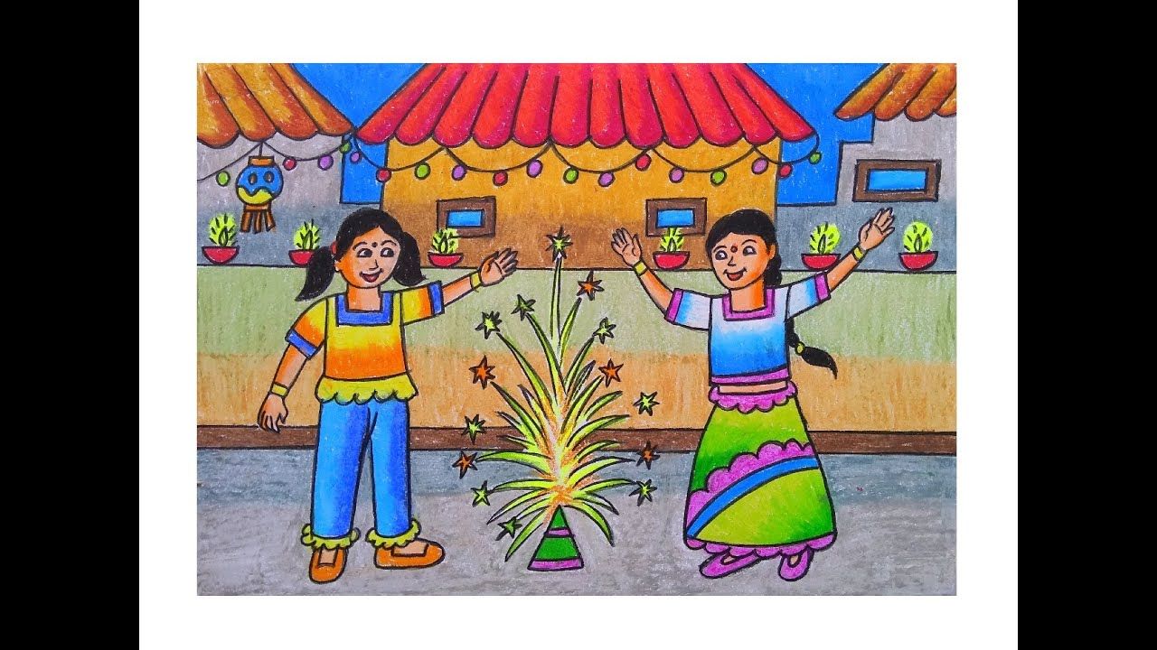 diwali festival memory drawing