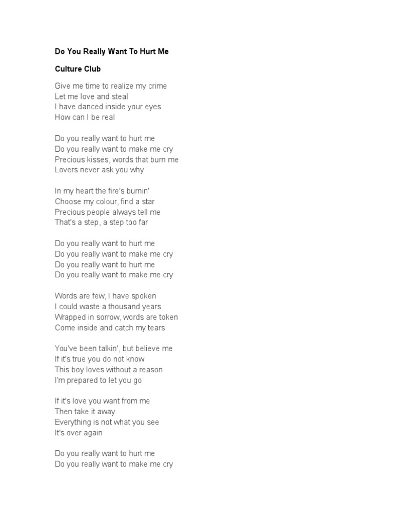 do you want to hurt me lyrics