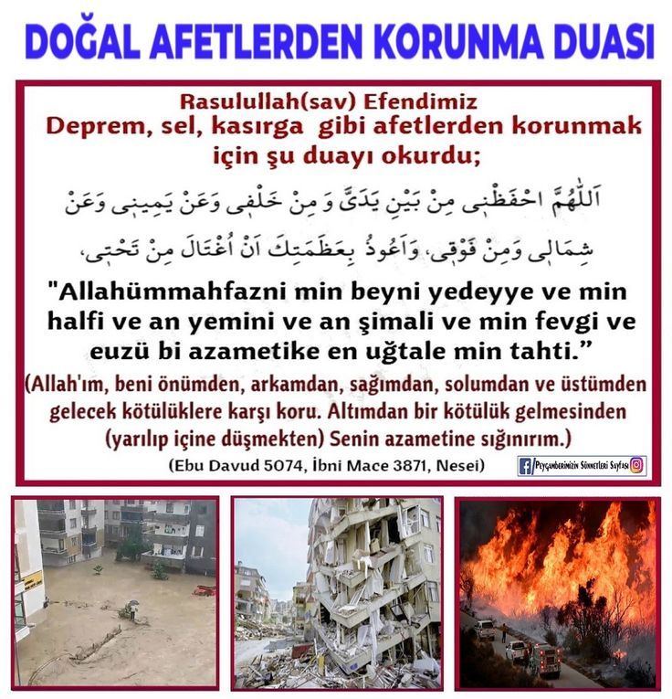 dogal afet duası