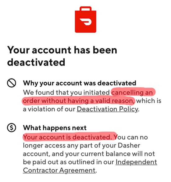 doordash deactivation policy