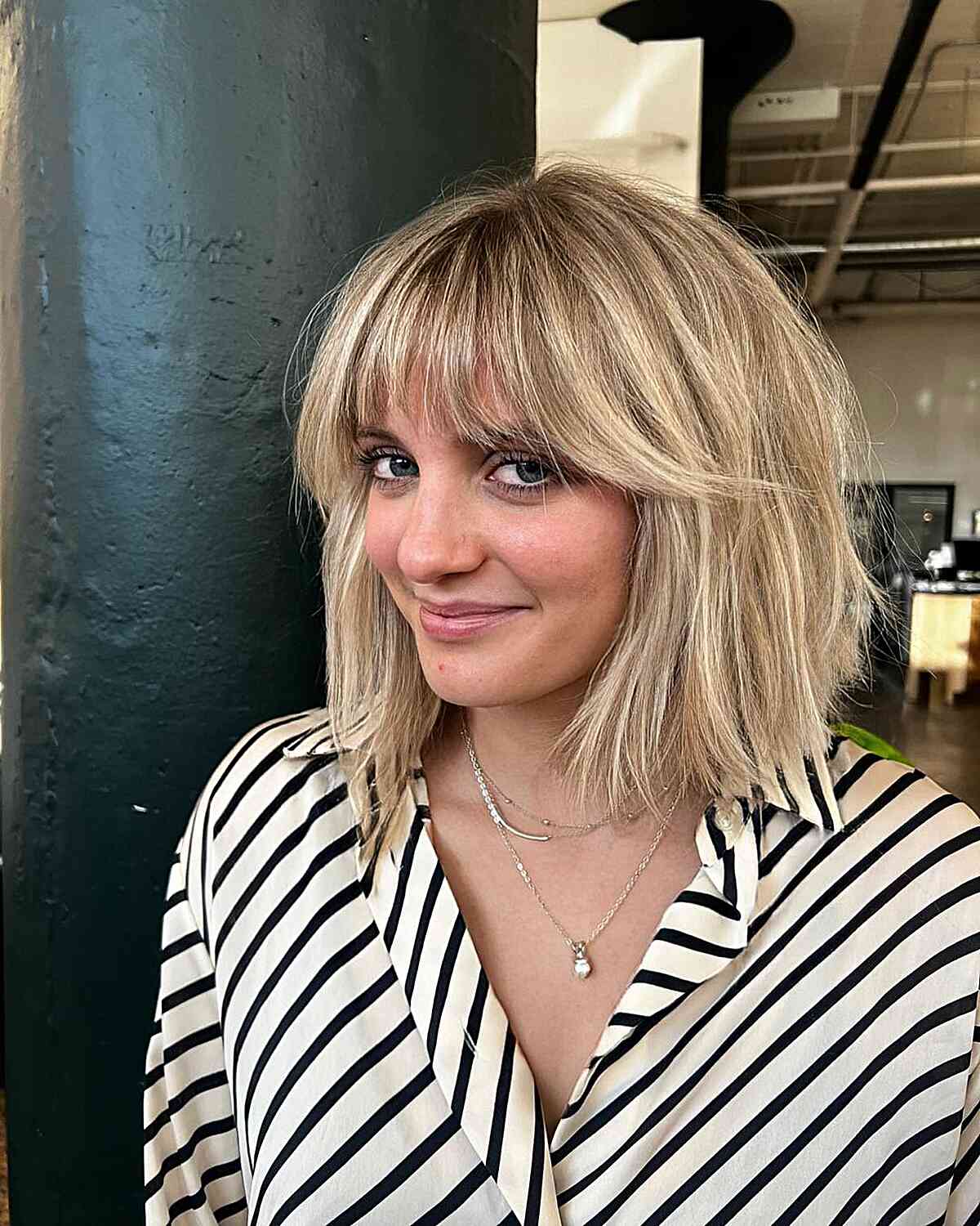 mid length bob with fringe