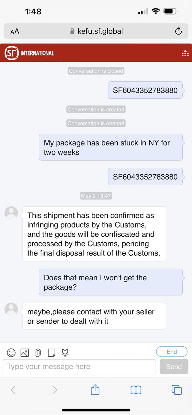 dhgate item held by customs