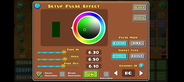 how to change background color in geometry dash