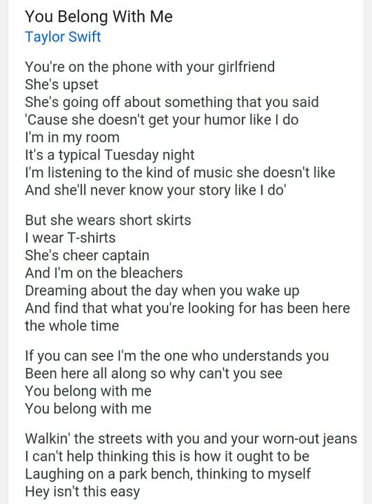 you you belong with me lyrics