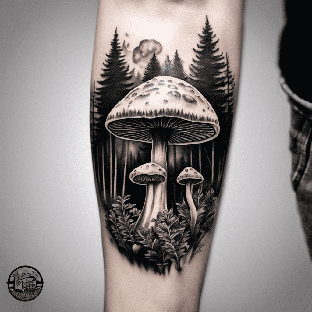 realistic mushroom tattoo