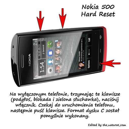 nokia 500 hard reset