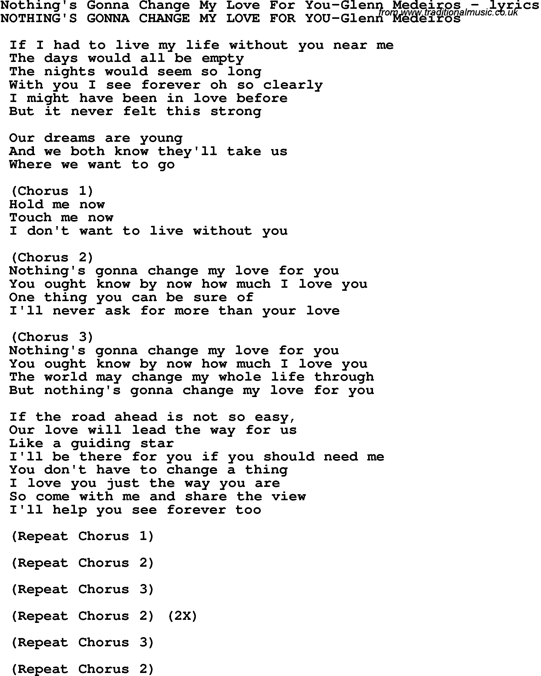 nothing gonna change lyrics