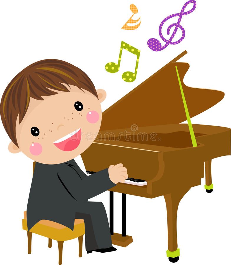 boy playing piano clipart