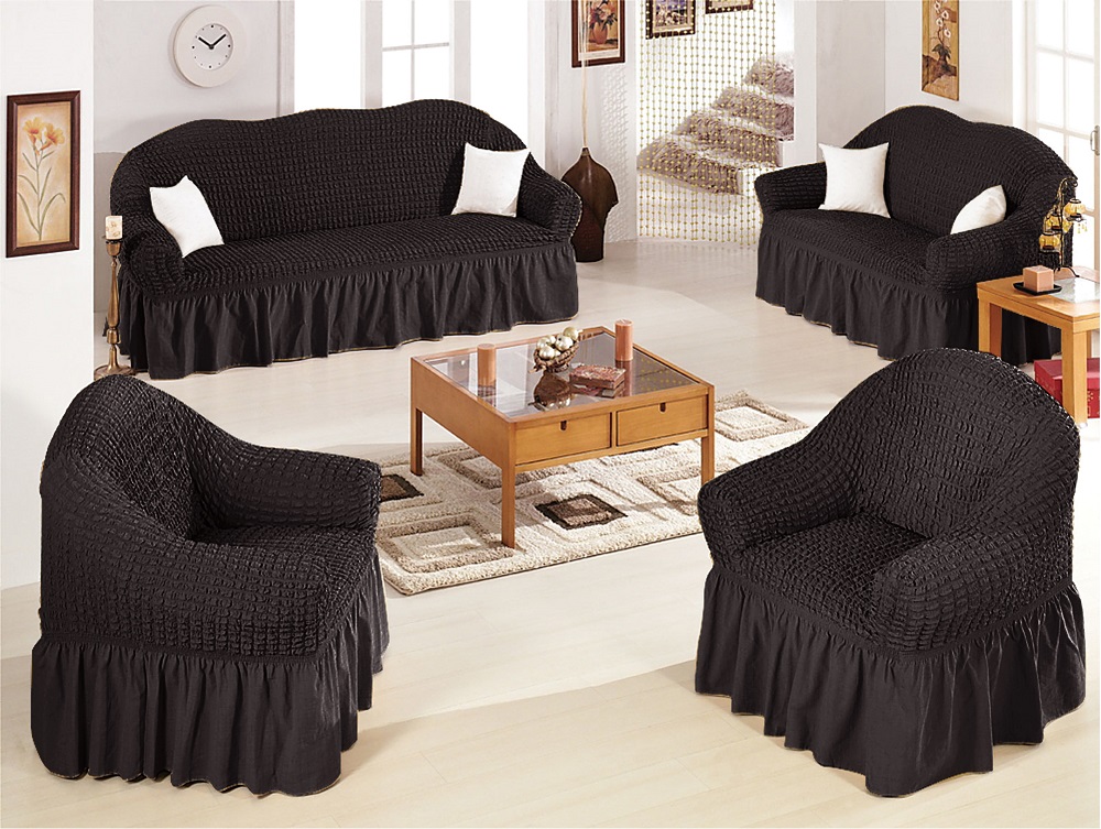 black sofa slipcover