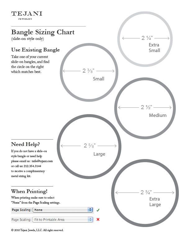 pandora bracelet size chart