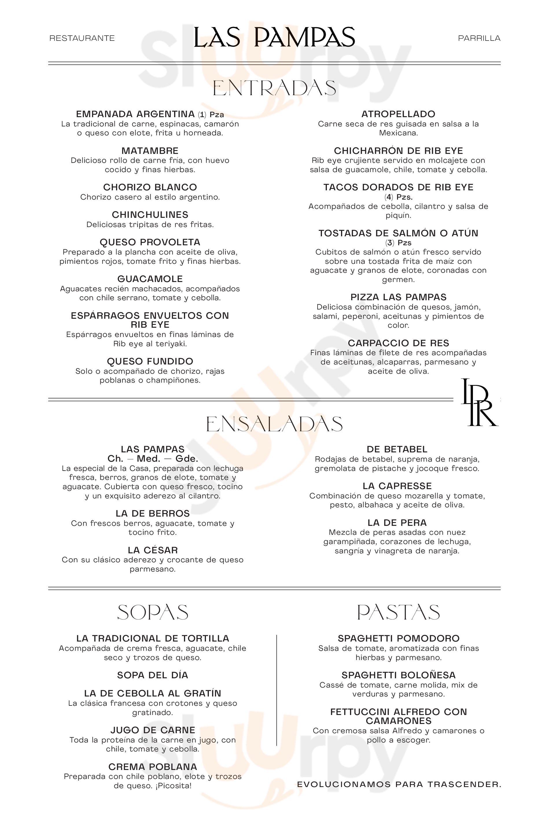 las pampas restaurante menu