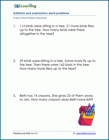 subtraction word problems for grade 2 with answers