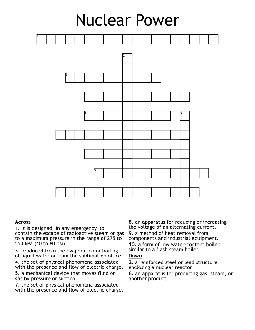 nuclear reactor crossword clue