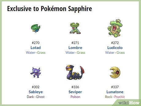 pokemon sapphire exclusives