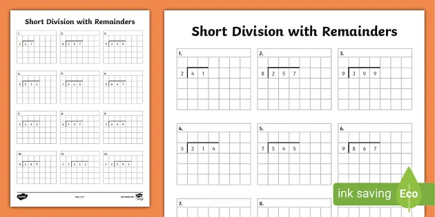 short division with remainders