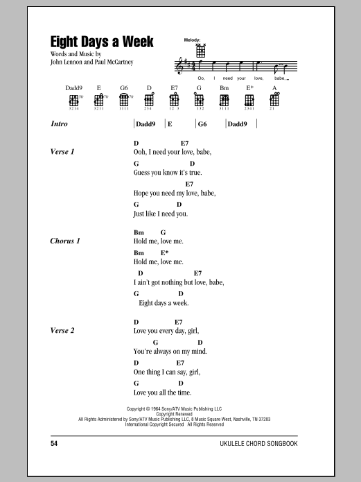 eight days a week beatles chords