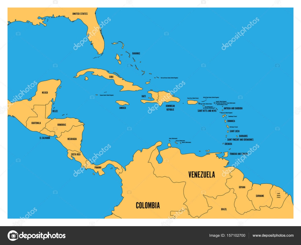 el caribe mapa politico