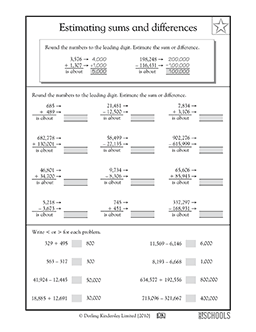 estimating sums and differences worksheets