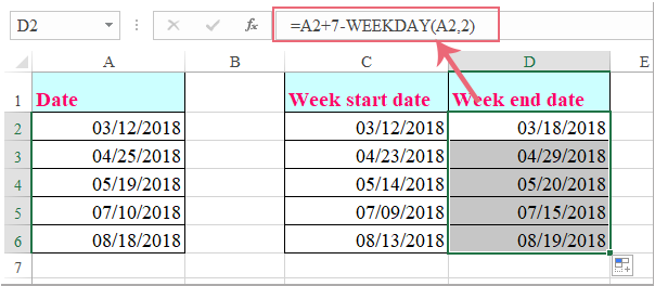 excel week commencing