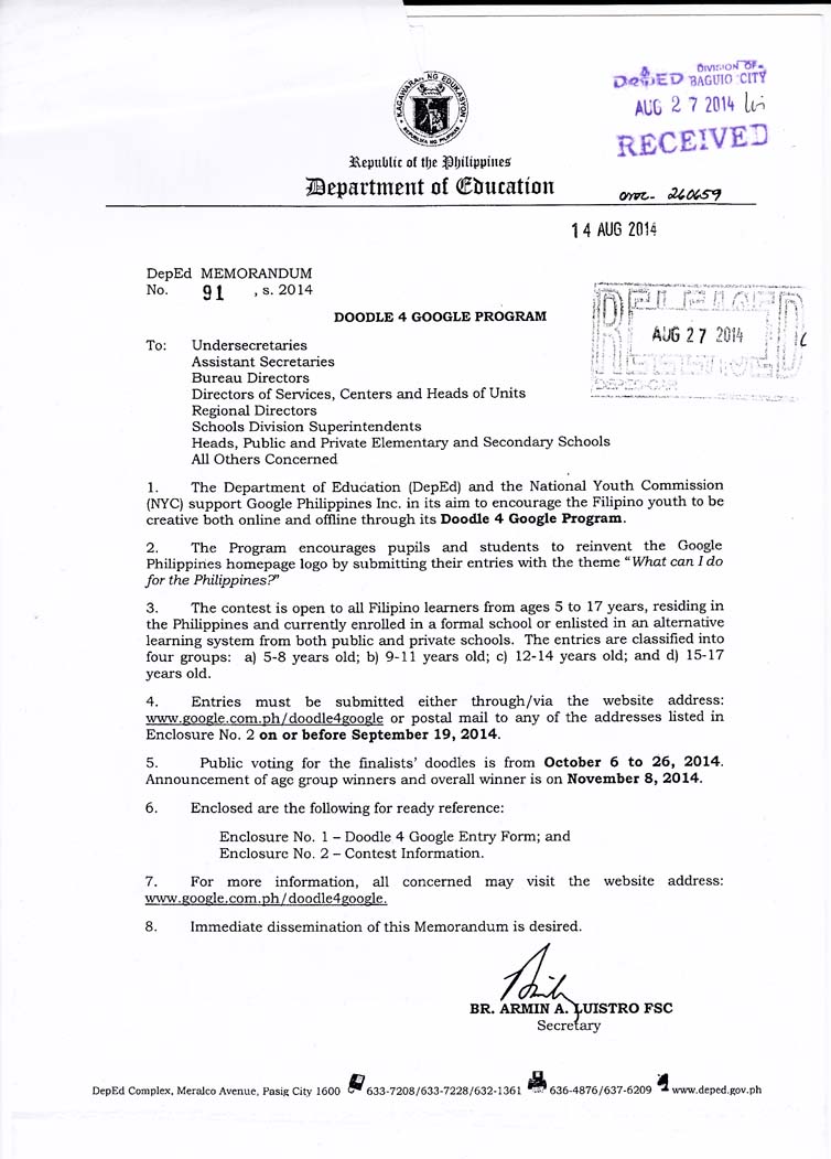 deped memorandum no 121 s 2014