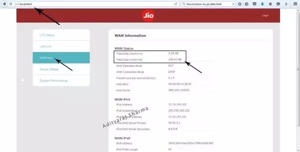 how to check data balance in jiofi