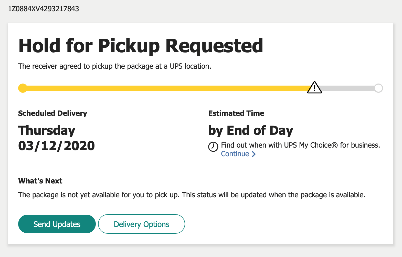 ups pick up request