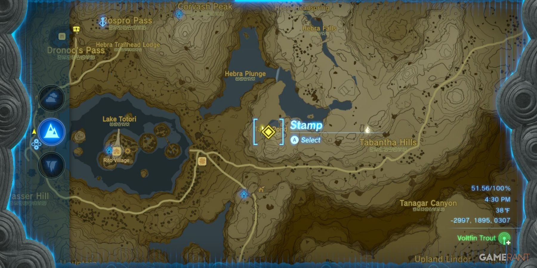 voltfin trout location botw