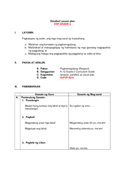 detailed lesson plan in esp grade 3