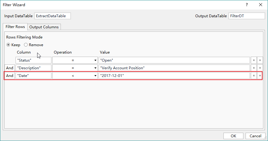 filter data table uipath