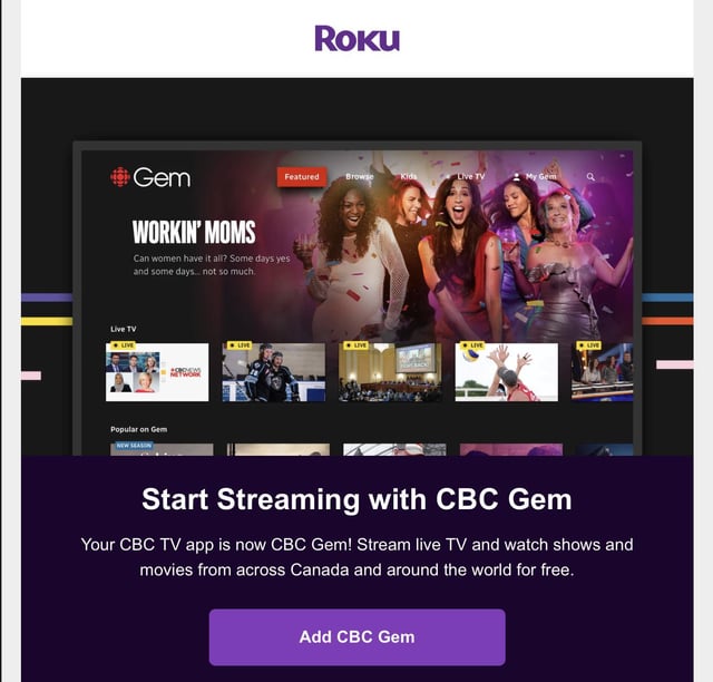 is cbc gem on roku