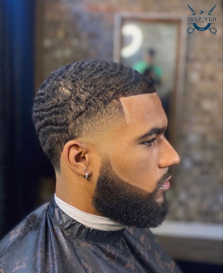 fade haircut black man with beard