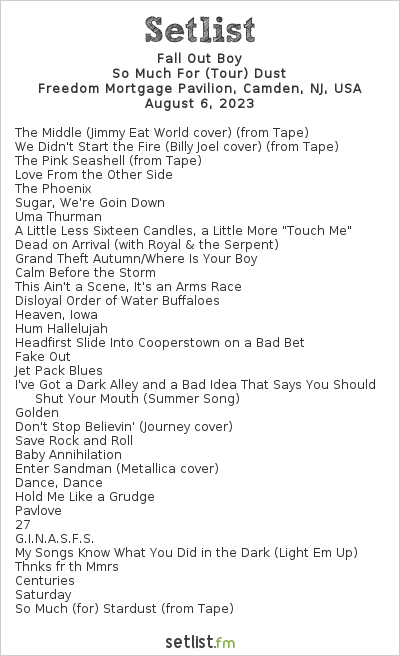 fall out boy good things setlist