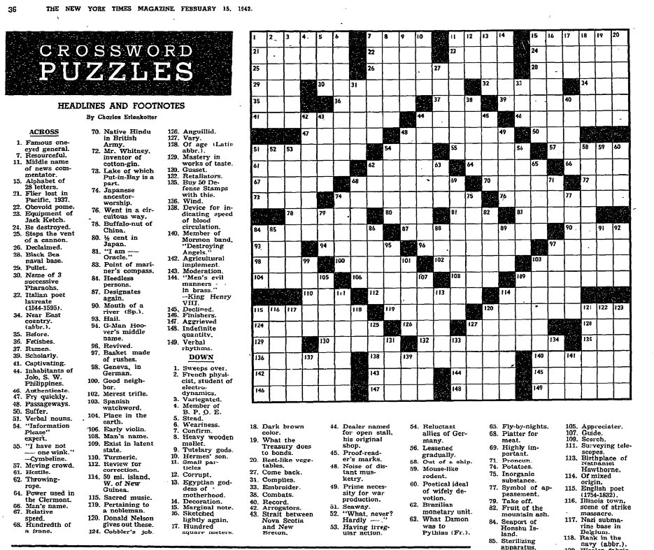 famous nyt crossword