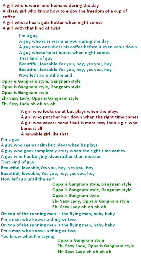 gangnam english lyrics