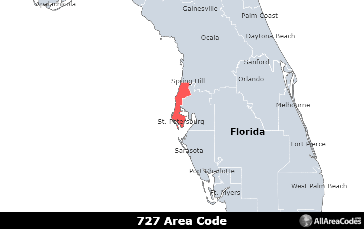 where is area code 727 located in usa