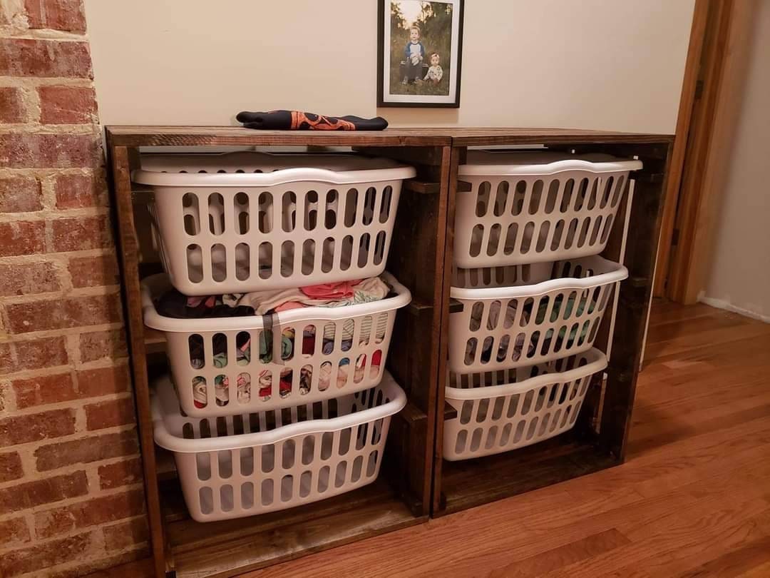 wooden laundry hamper