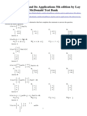 linear algebra and its applications 5th edition answers