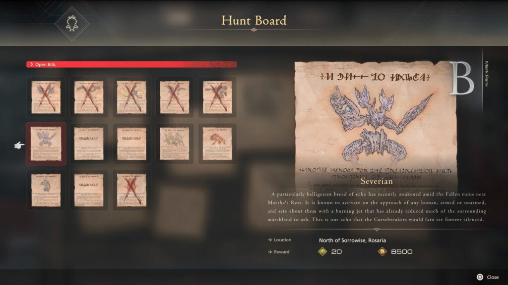 final fantasy 16 hunt board