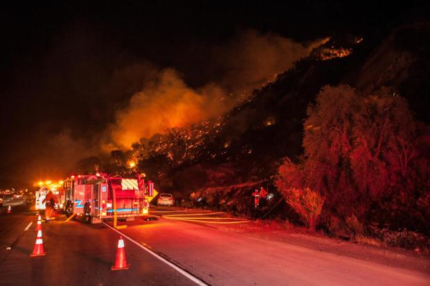 fire on 91 freeway today