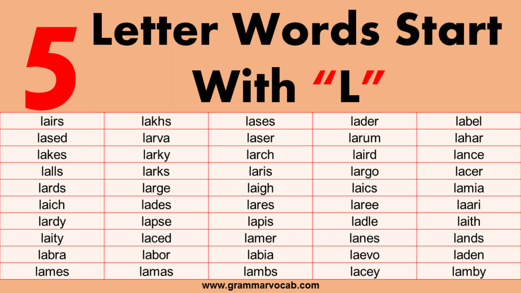 five letter words start with la