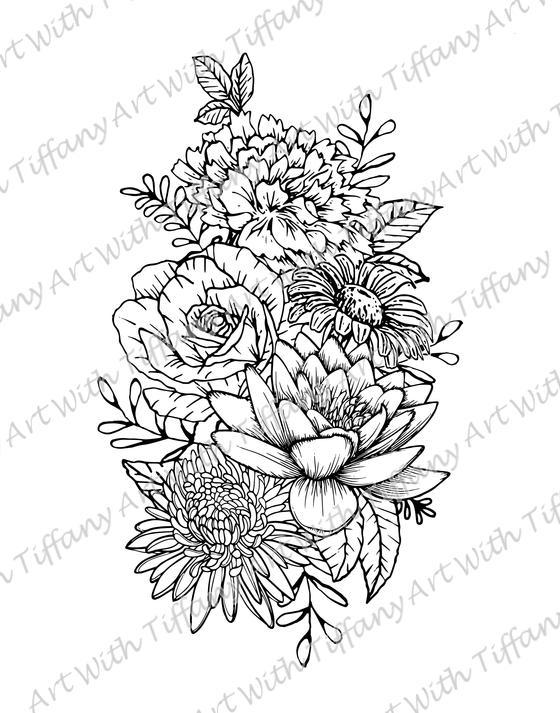 flower tattoo outline