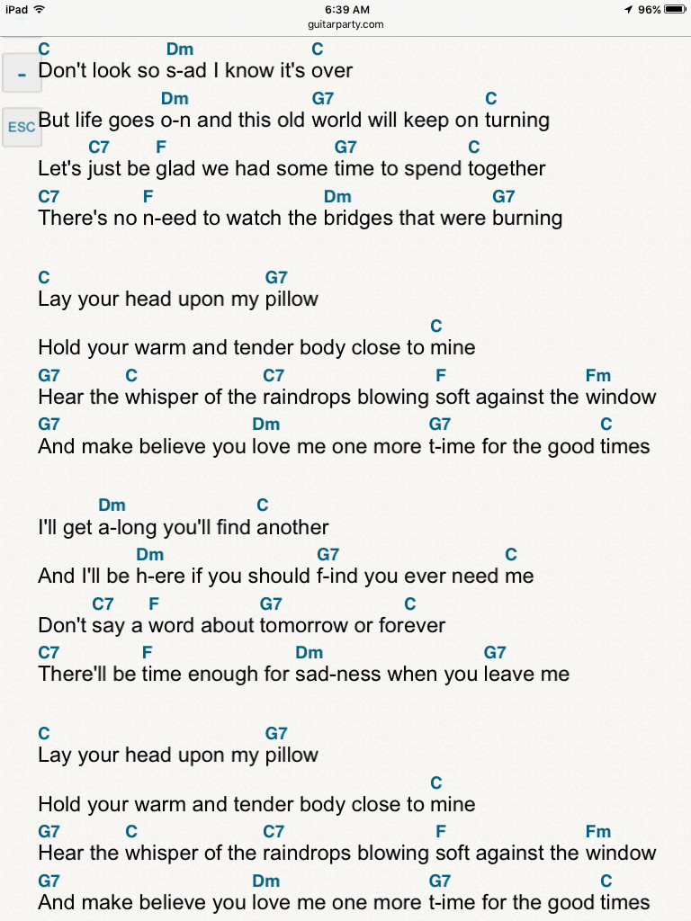 for the good times lyrics