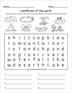 free landforms worksheets