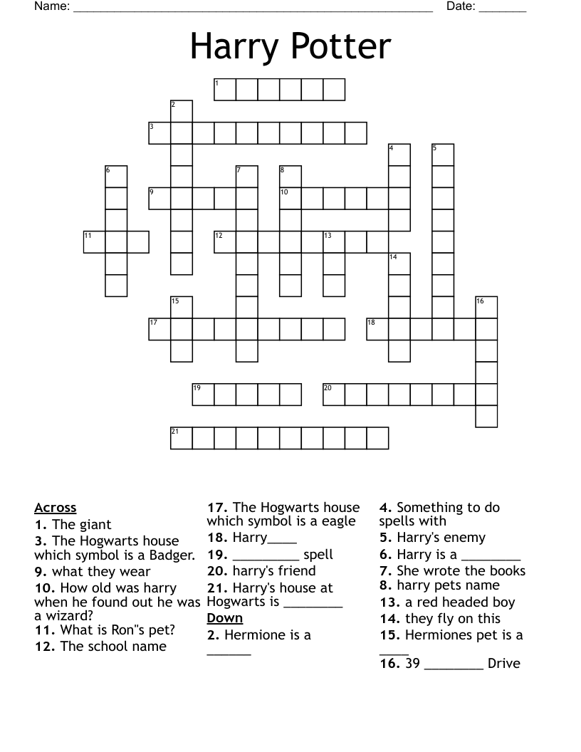 friend of harry and hermione crossword