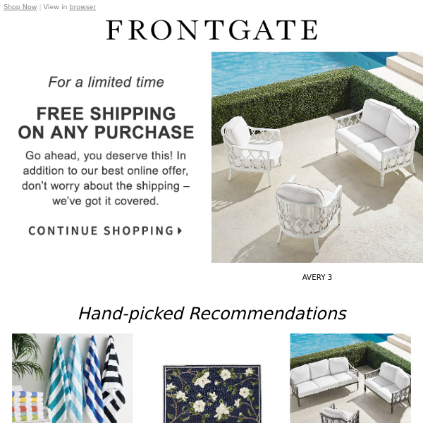 frontgate coupon free shipping