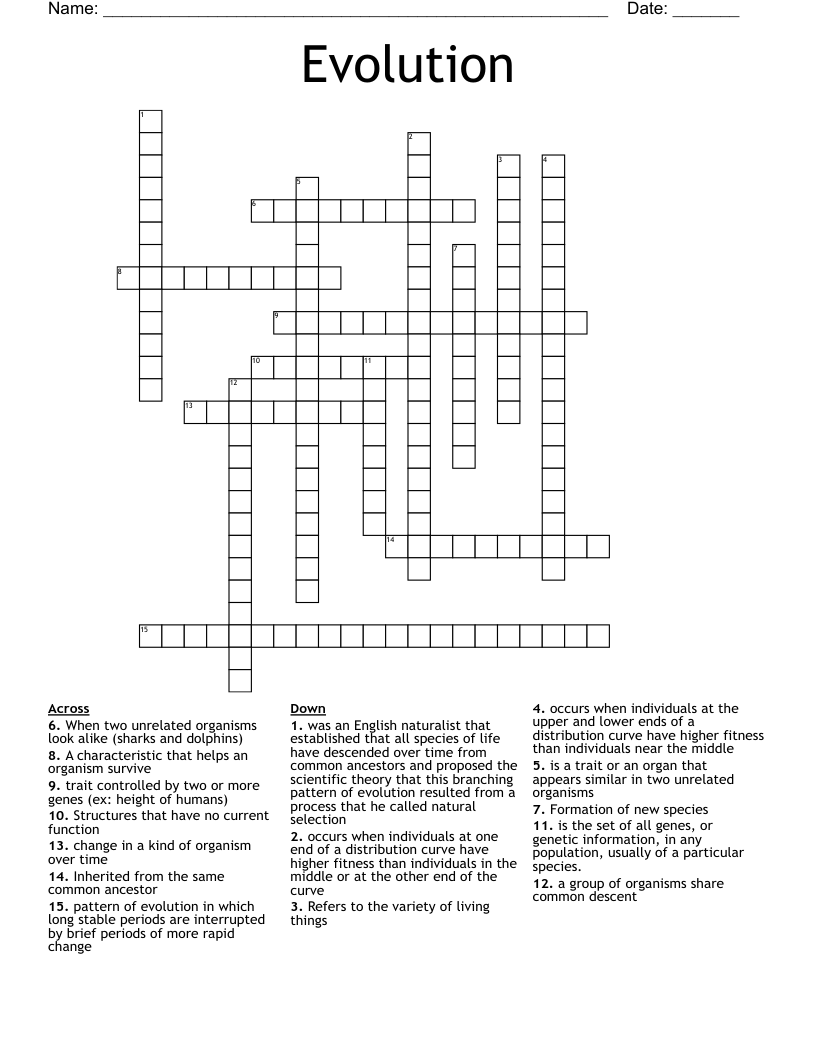 genealogical table crossword