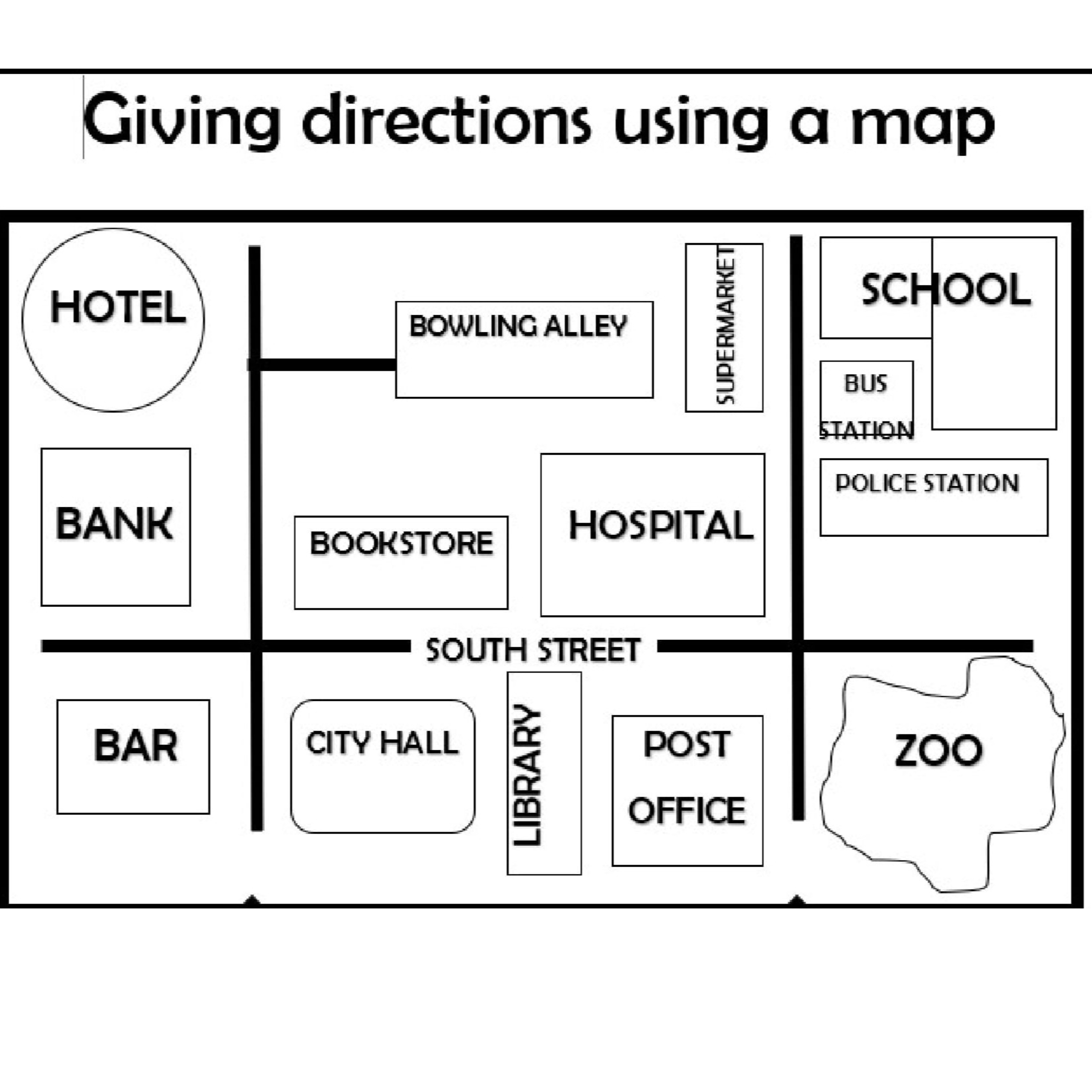 giving directions map worksheet