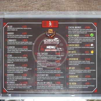 gladiator burger menu