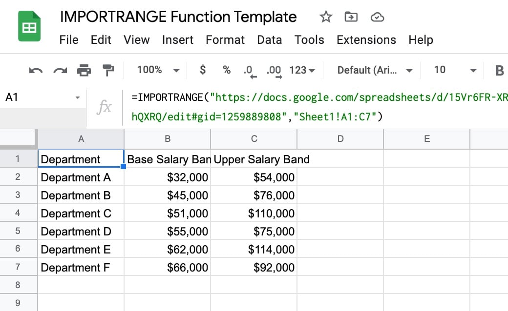 google sheets importrange